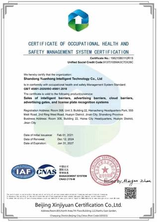 Certificado ISO 45001 de Baroxon®